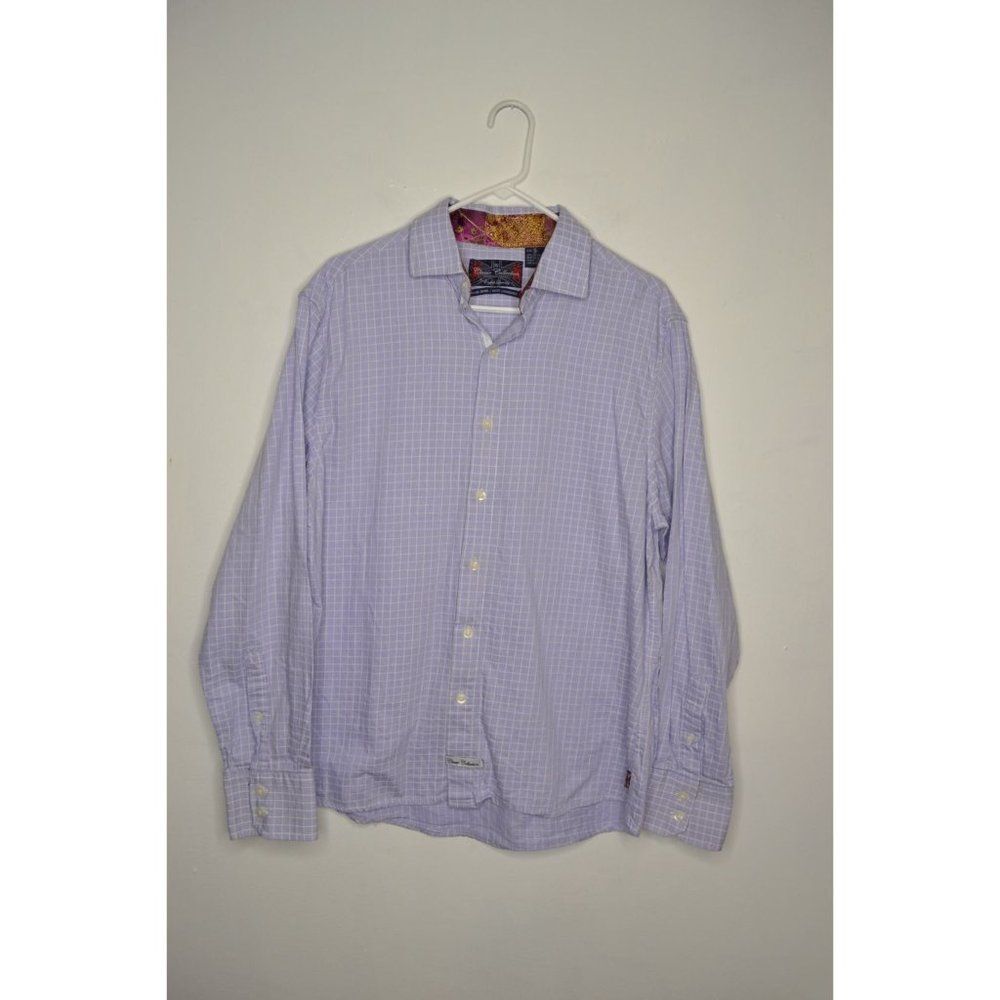 English Laundry Men's XL Blue Houndstooth Button Down Long Sleeve Shirt